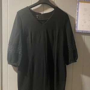 Elegant Black Dress with Embroidered Sleeves TALBOL size12P